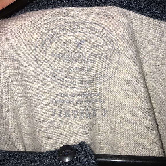 american eagle navy and grey baseball tee - Picture 2 of 3